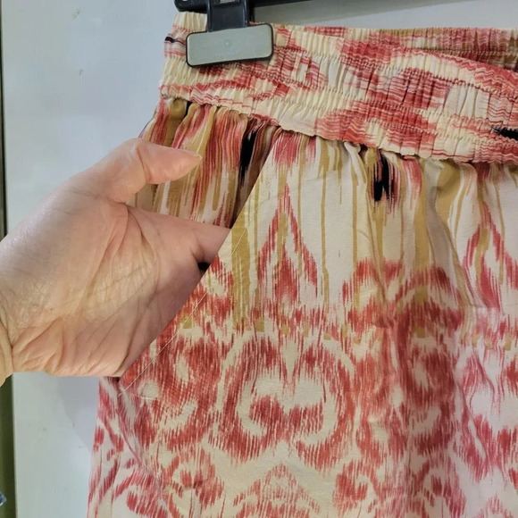 ❤️ 3 for $35 JOIE aztec tribal print drawstring shorts silk red yellow medium - Picture 6 of 7